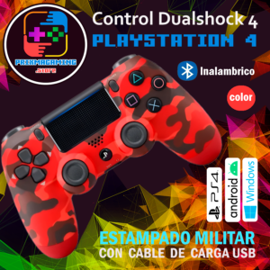 Control PS4 Estampado Militar Rojo