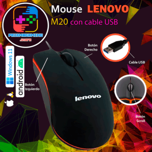 Mouse Lenovo M20 con cable USB